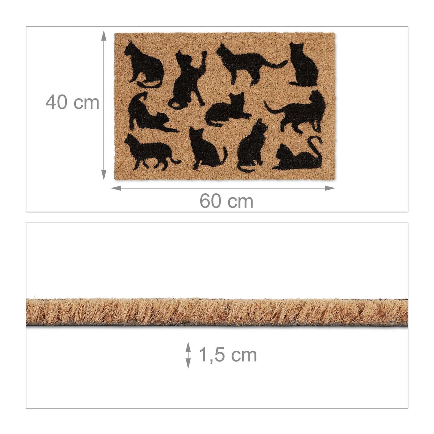 Doormat coconut fiber black cats