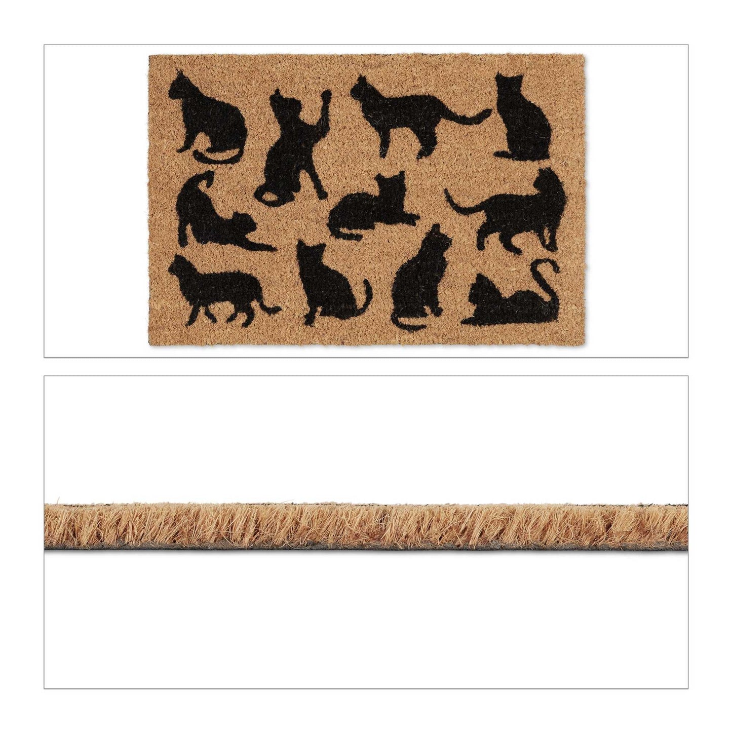 Doormat coconut fiber black cats