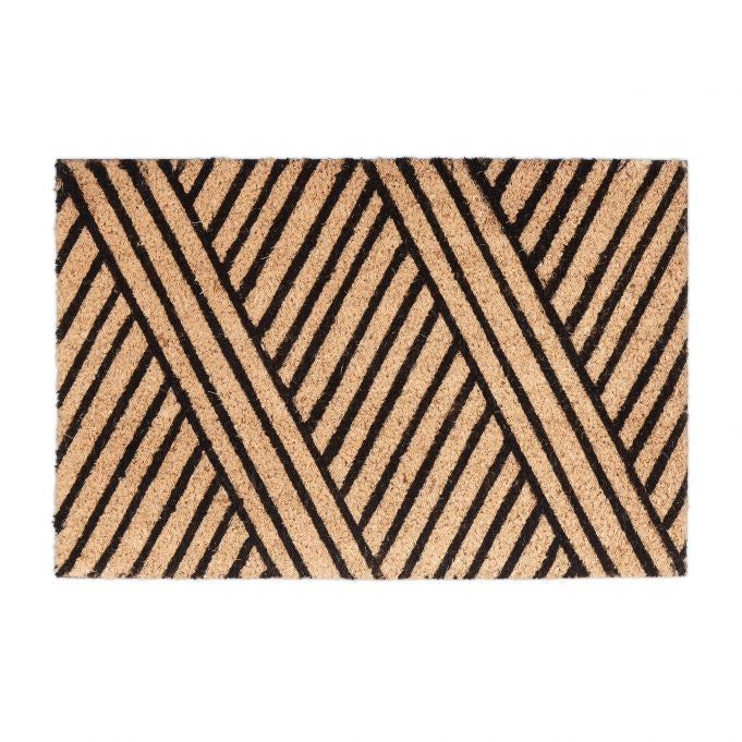 Door mat coconut fiber black stripes