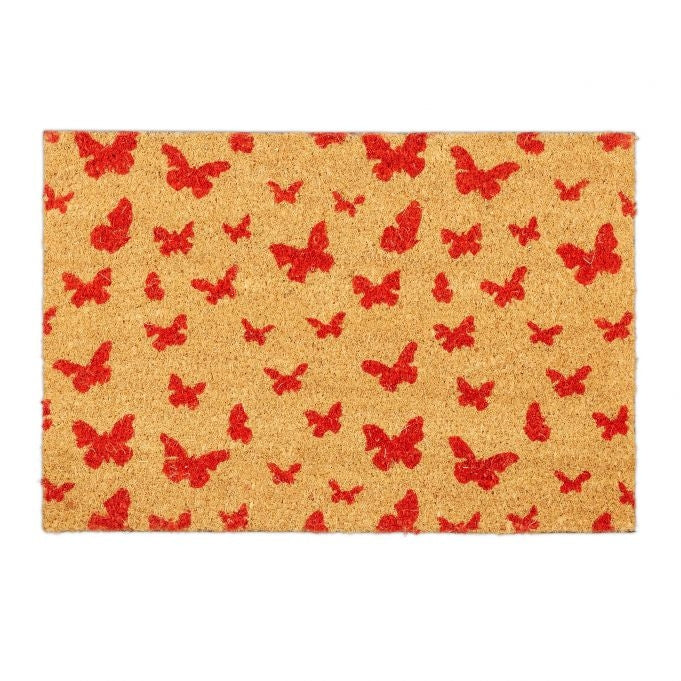 Doormat coconut fiber butterflies