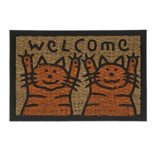 Door mat coconut fiber cats