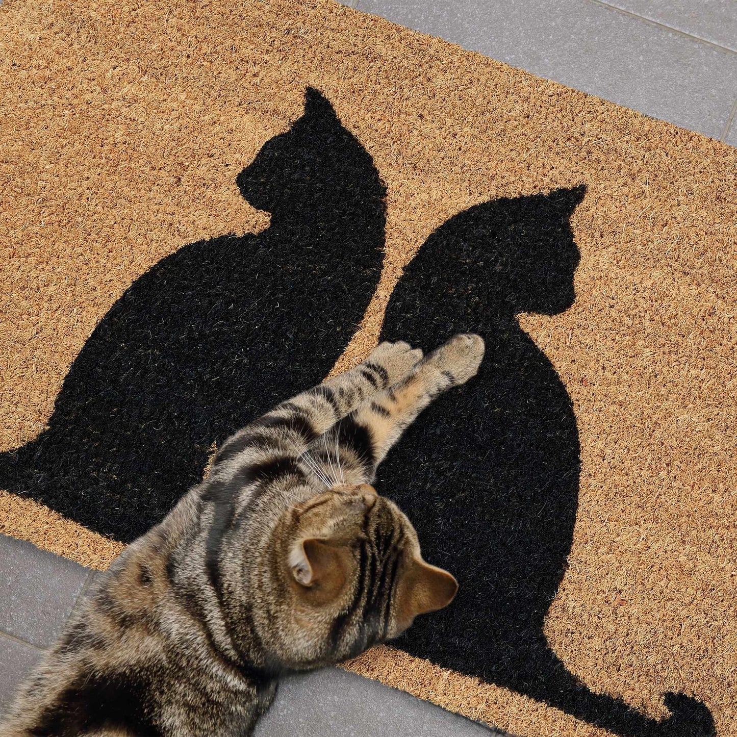Doormat coconut fiber cats