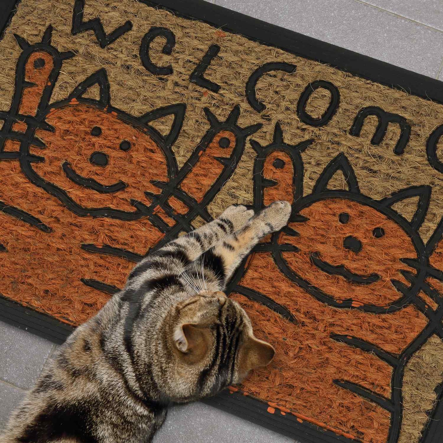 Door mat coconut fiber cats
