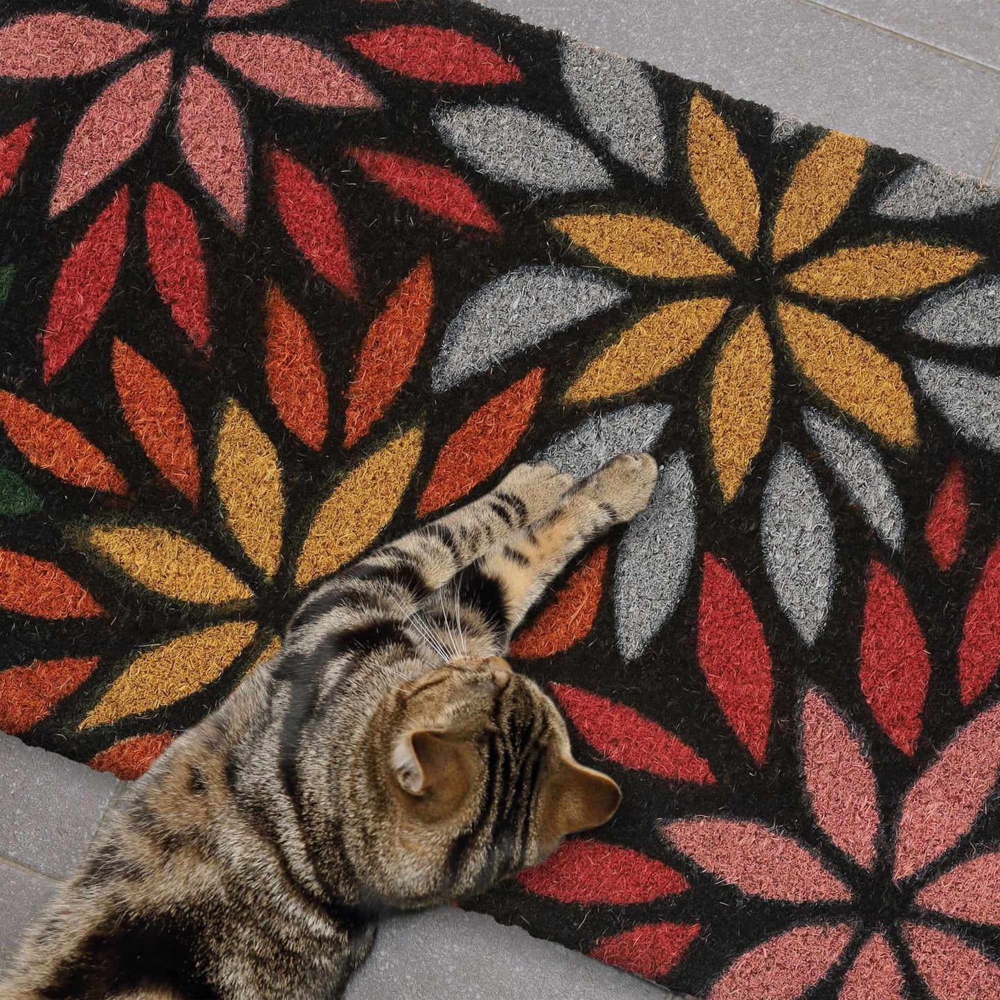 Door mat coconut fiber flowers