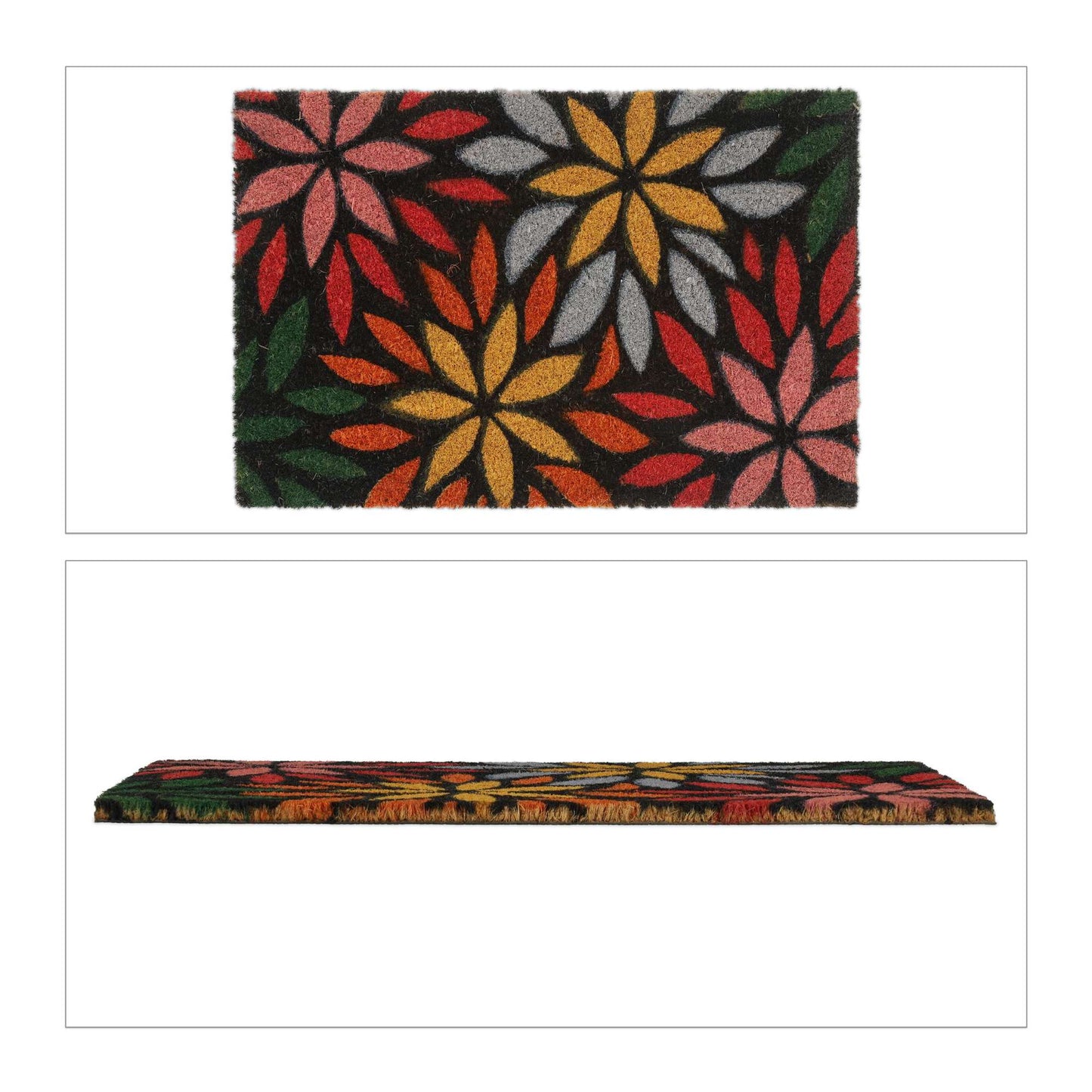 Door mat coconut fiber flowers