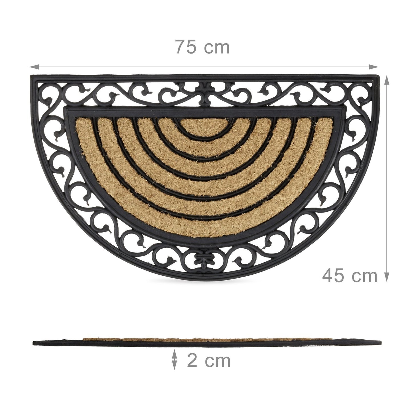 Door mat coconut fiber half moon
