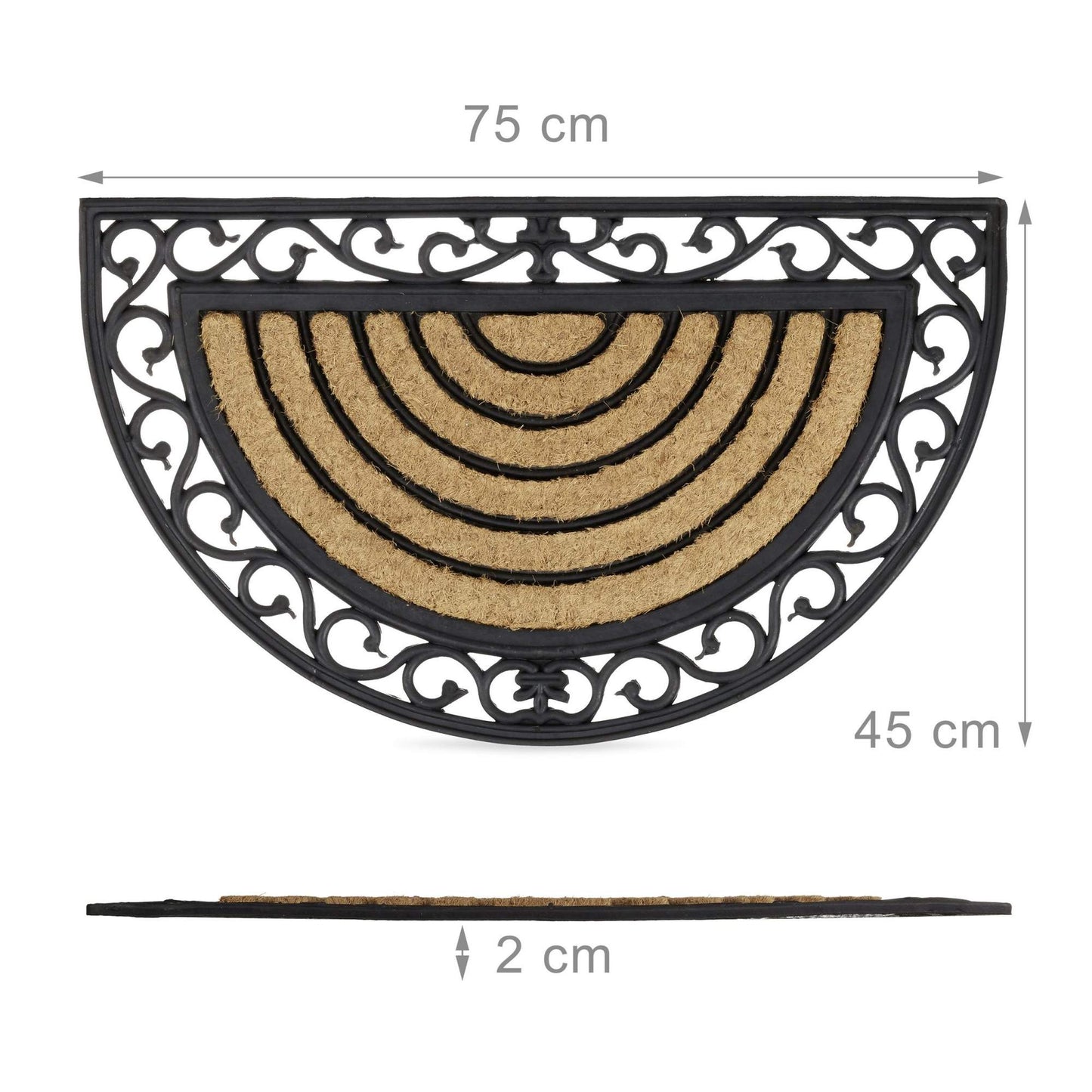 Door mat coconut fiber half moon