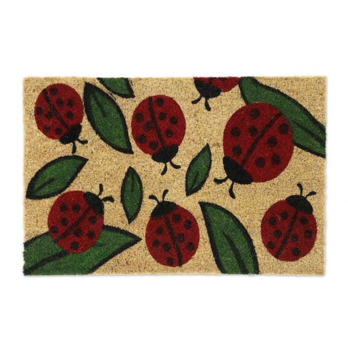 Door mat coconut fiber ladybugs