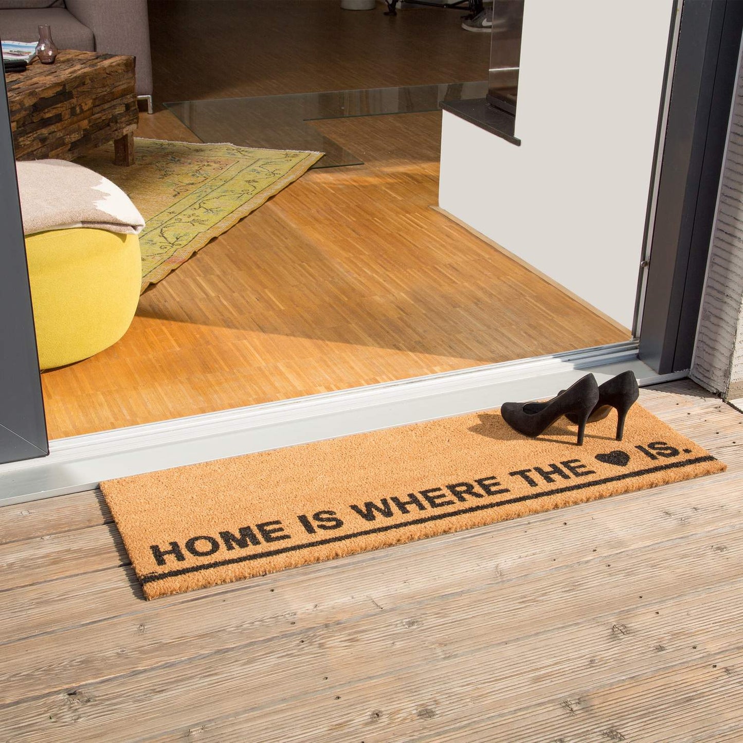 Door mat coconut fiber long "Home is ..."