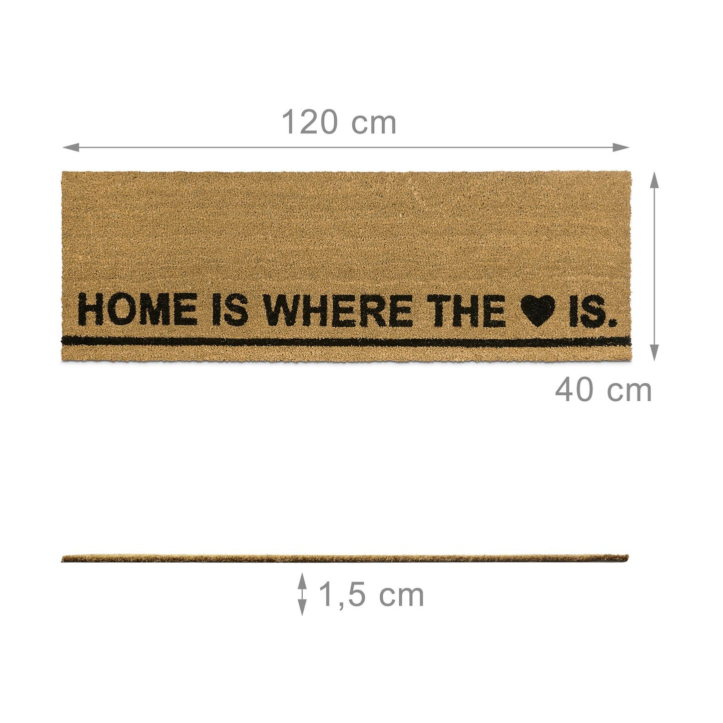 Door mat coconut fiber long "Home is ..."