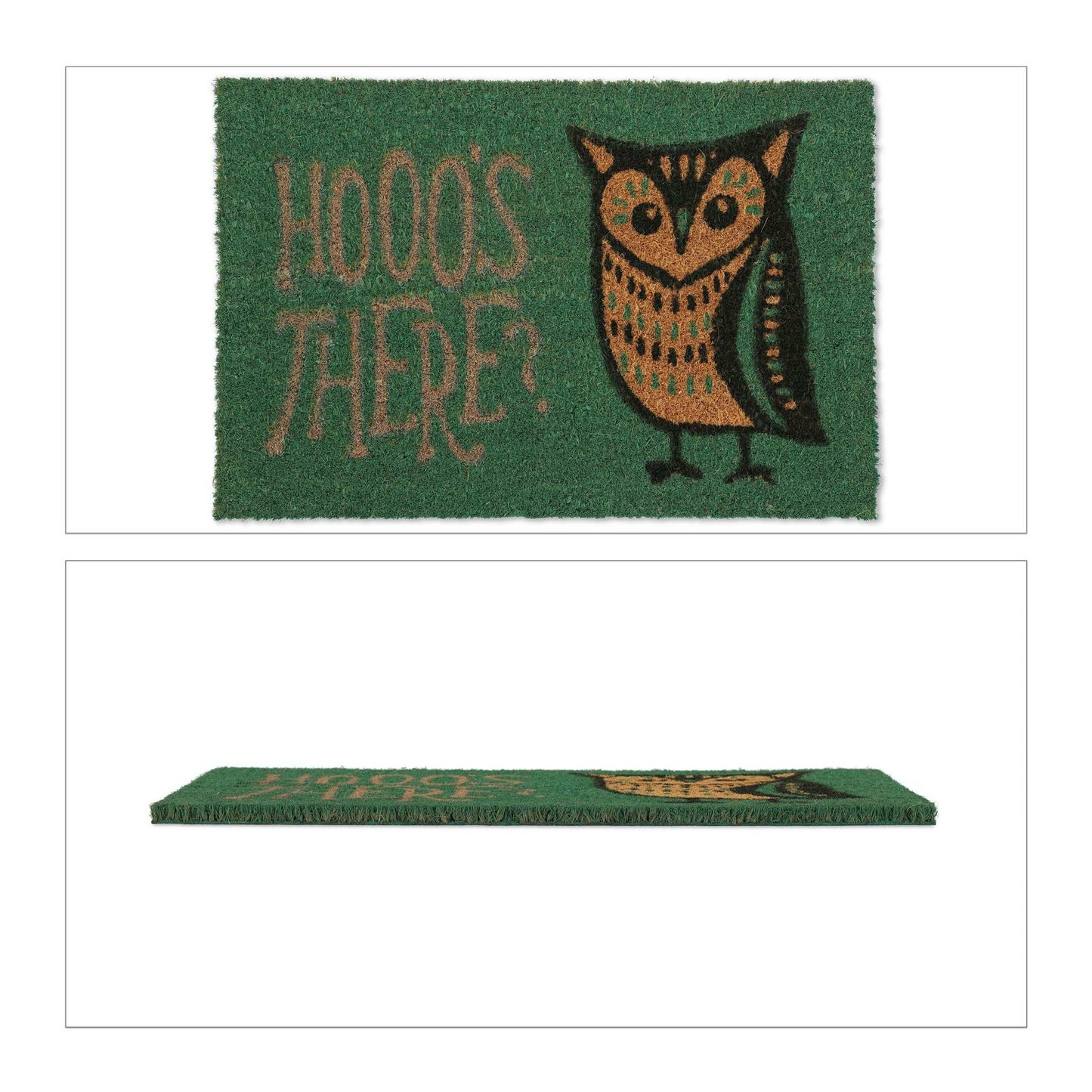 Doormat coconut fiber owl & text