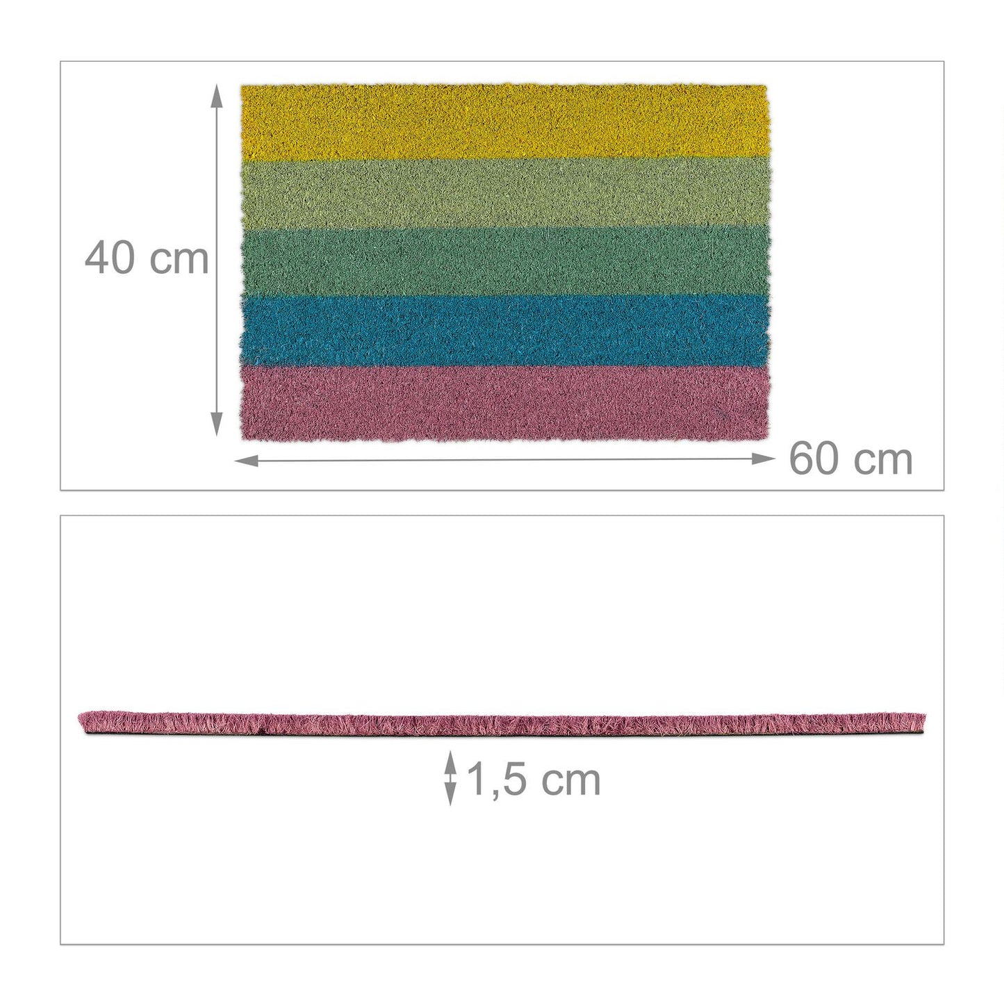 Door mat coconut fiber rainbow colored