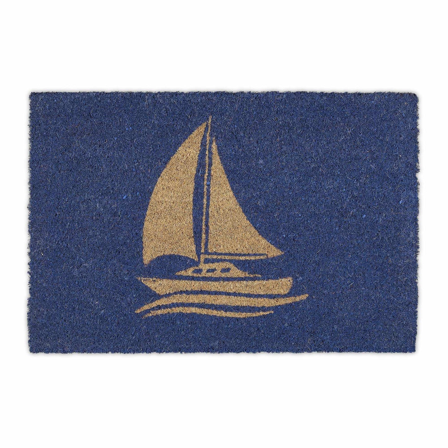 Door mat coconut fiber sailboat blue