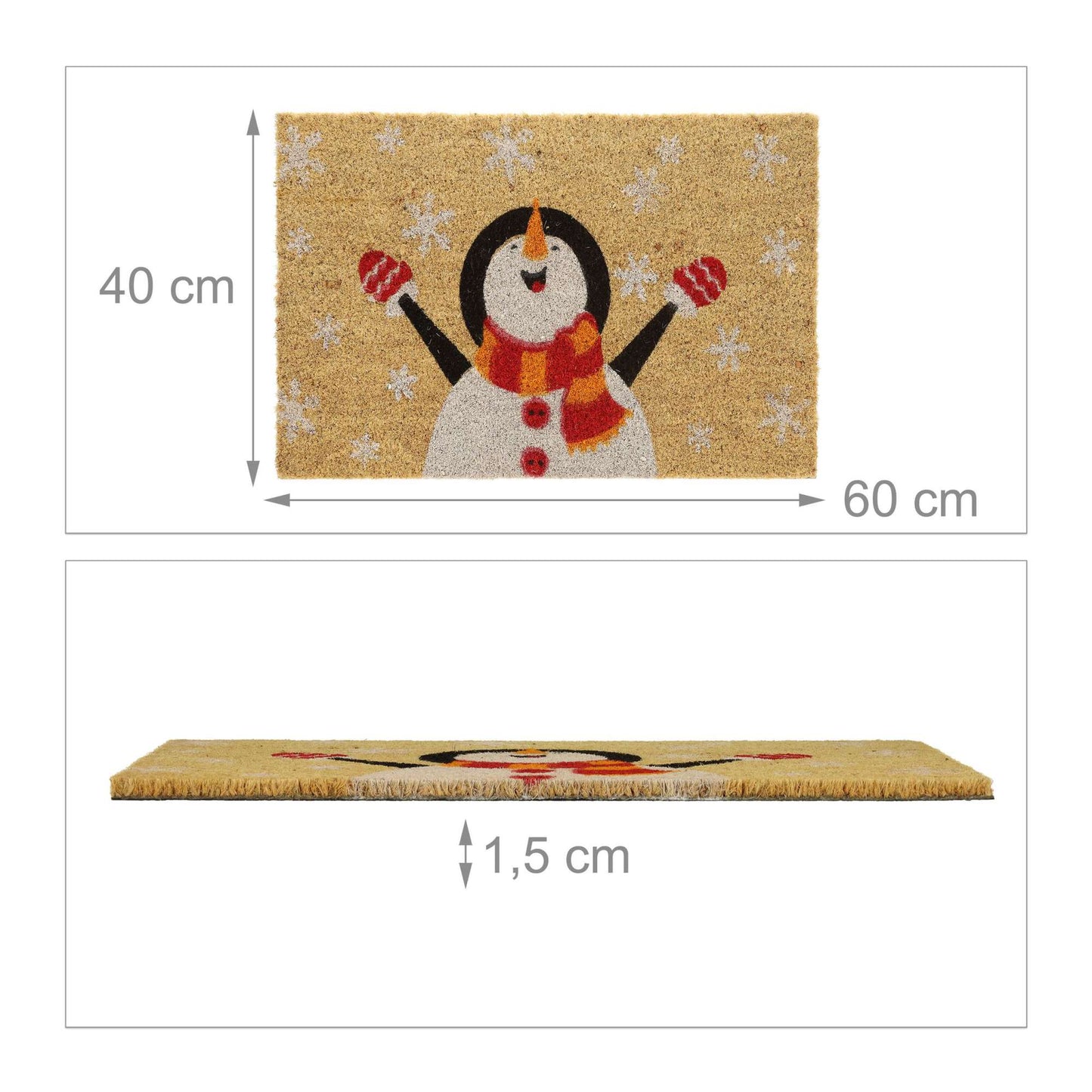 Doormat coconut fiber snowman
