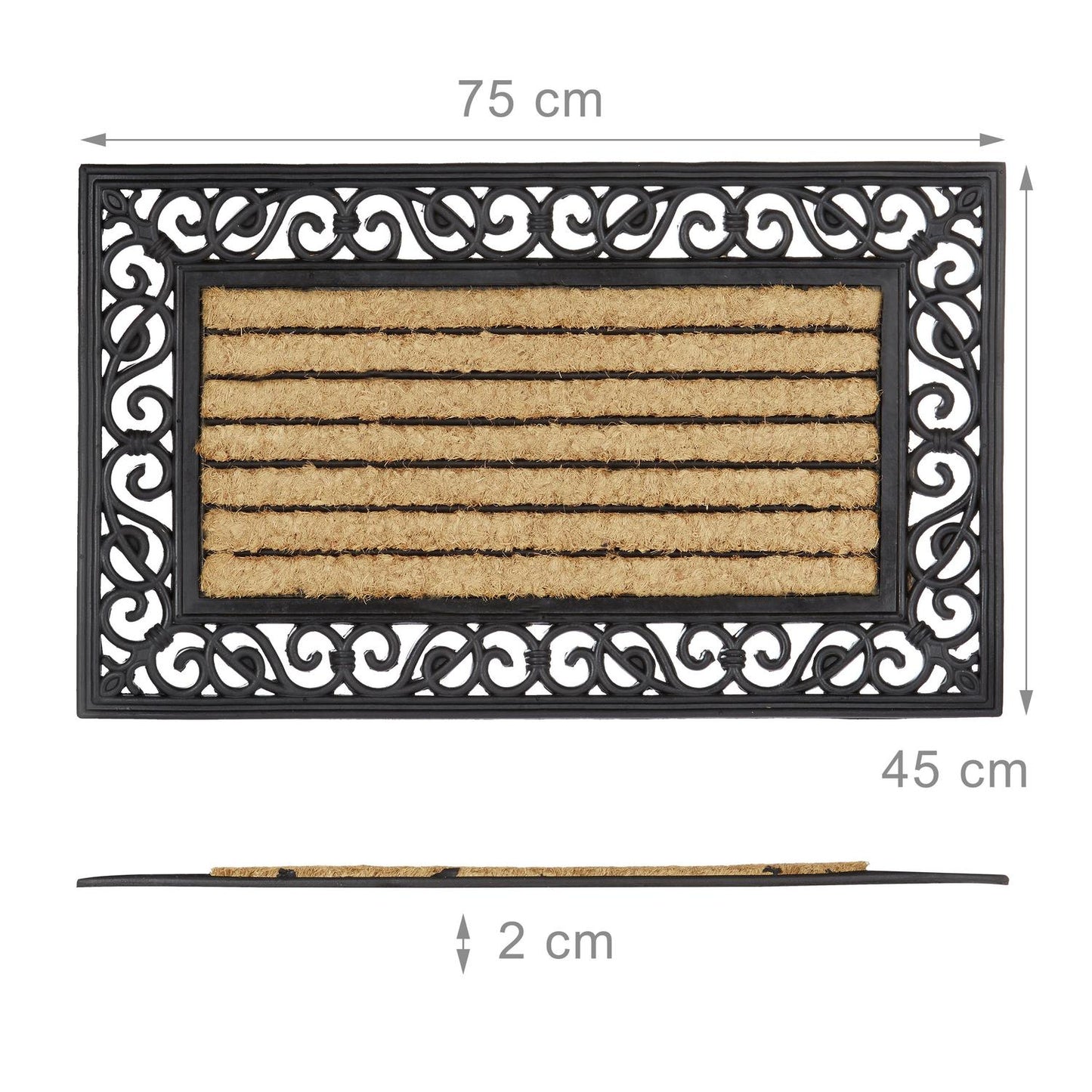 Door mat coconut fiber striped