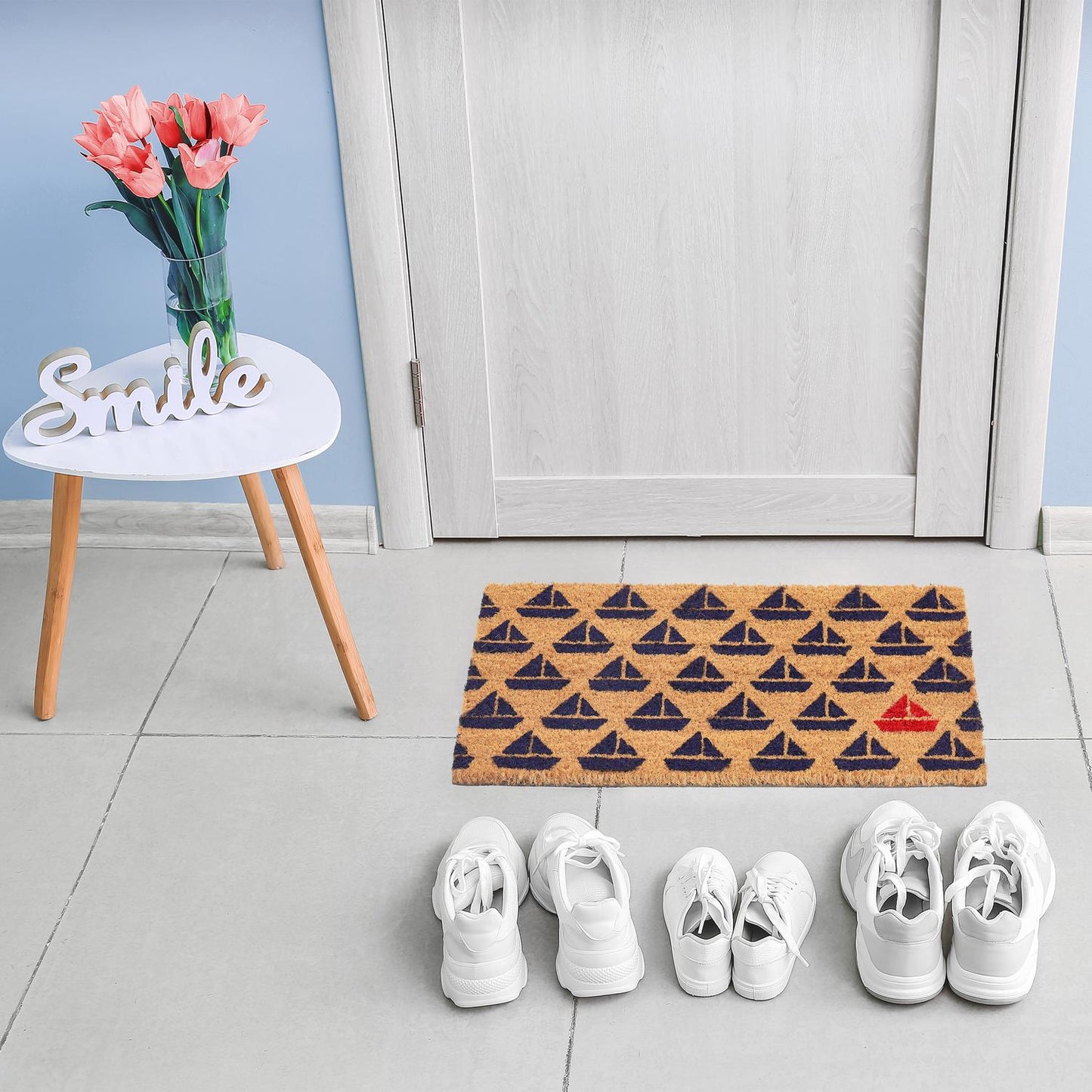 Doormat coconut fiber with boat pattern