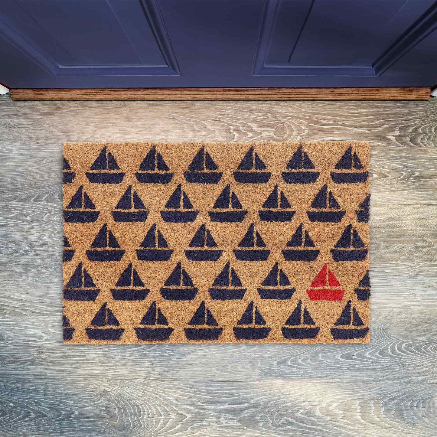 Doormat coconut fiber with boat pattern