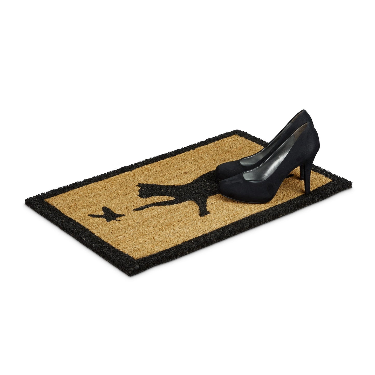 Door mat coconut fiber with cat motif