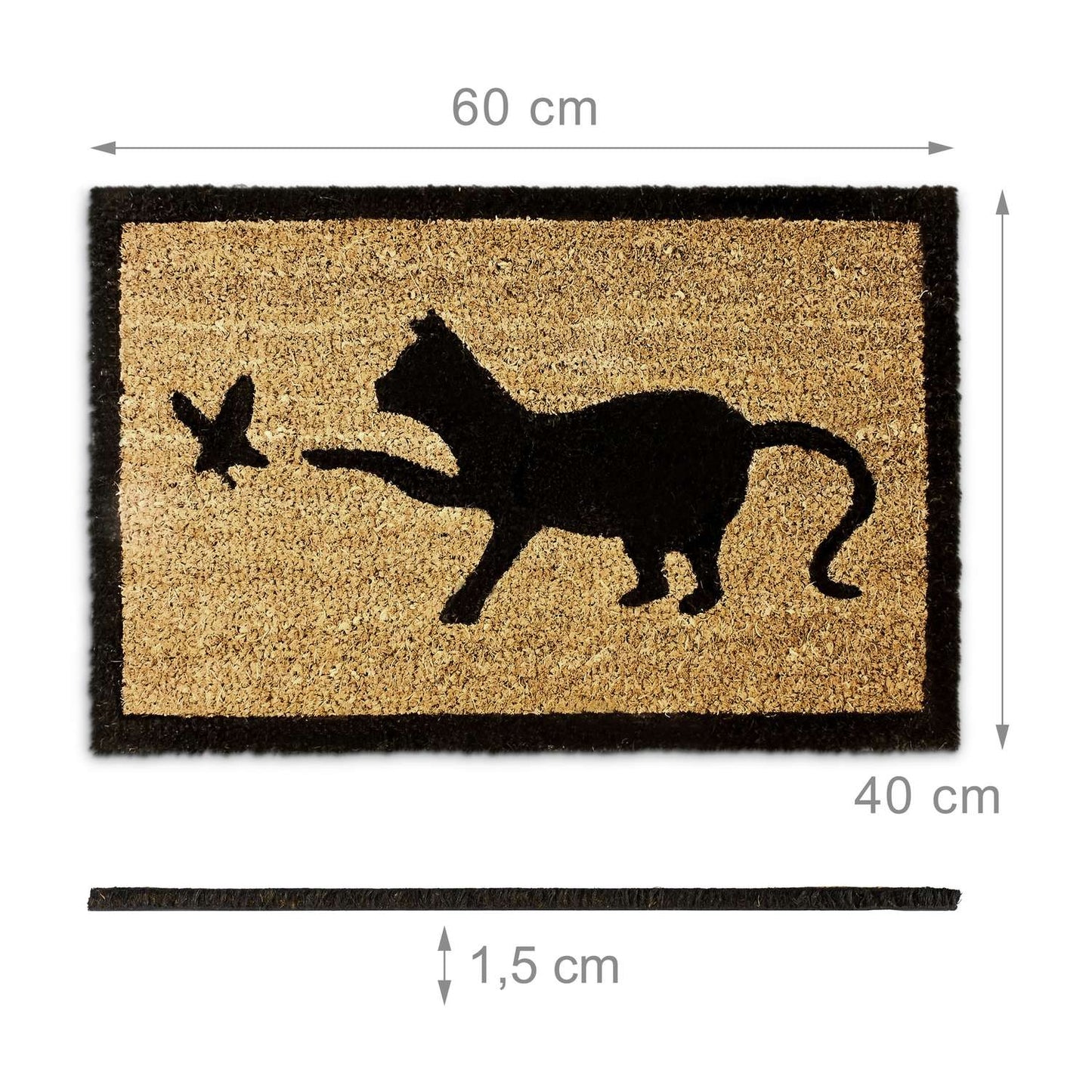 Door mat coconut fiber with cat motif