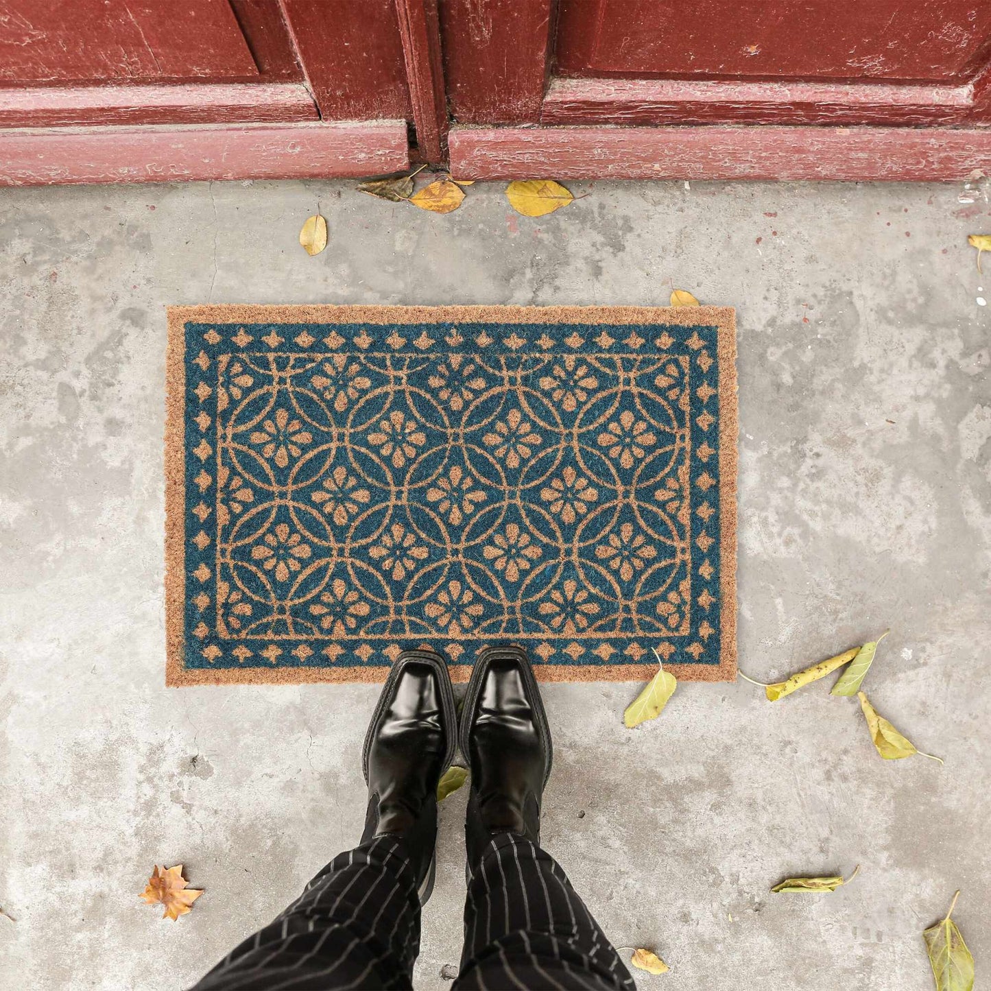 Doormat coconut fiber with floral design