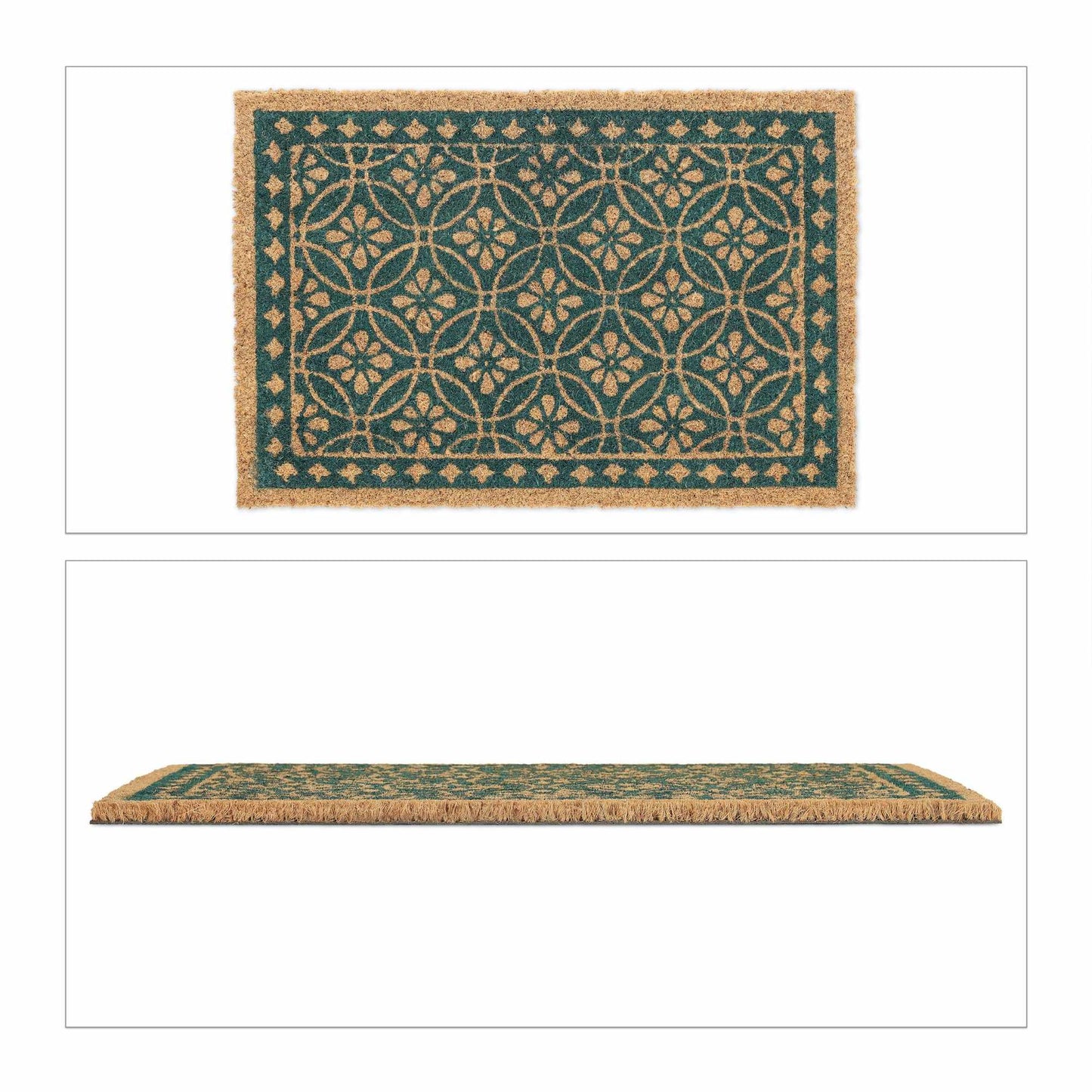 Doormat coconut fiber with floral design