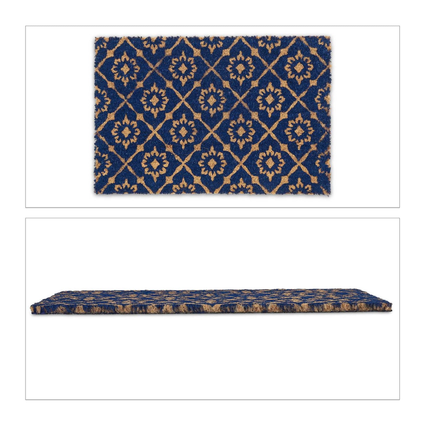 Door mat coconut fiber with floral pattern