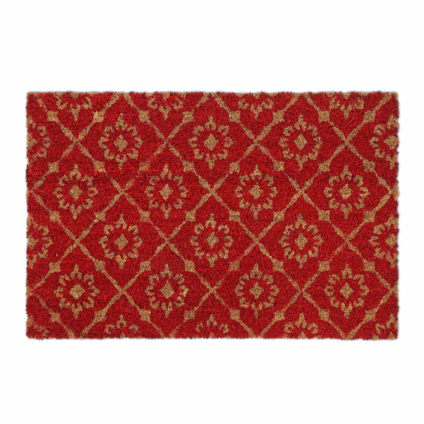 Door mat coconut fiber with floral pattern