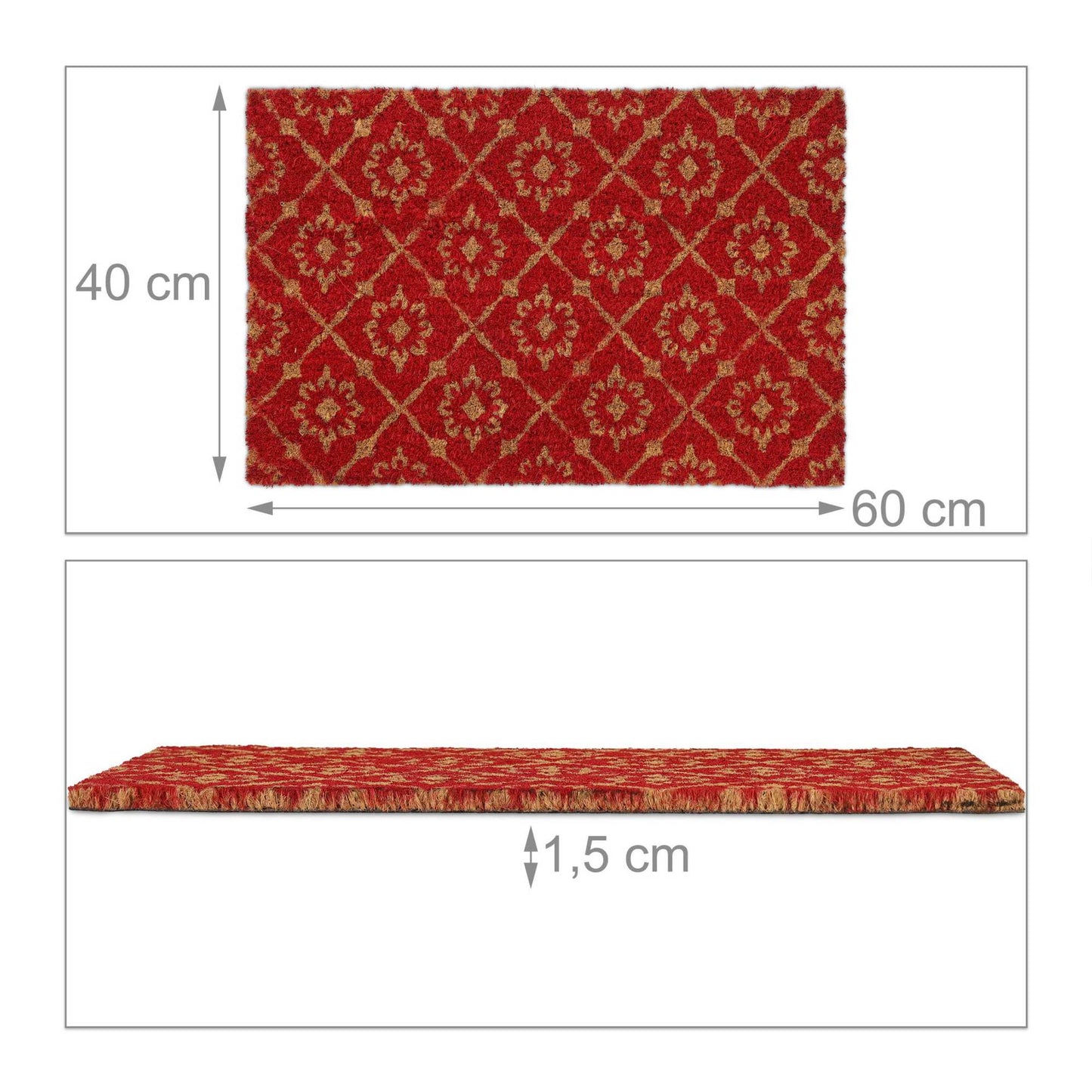 Door mat coconut fiber with floral pattern