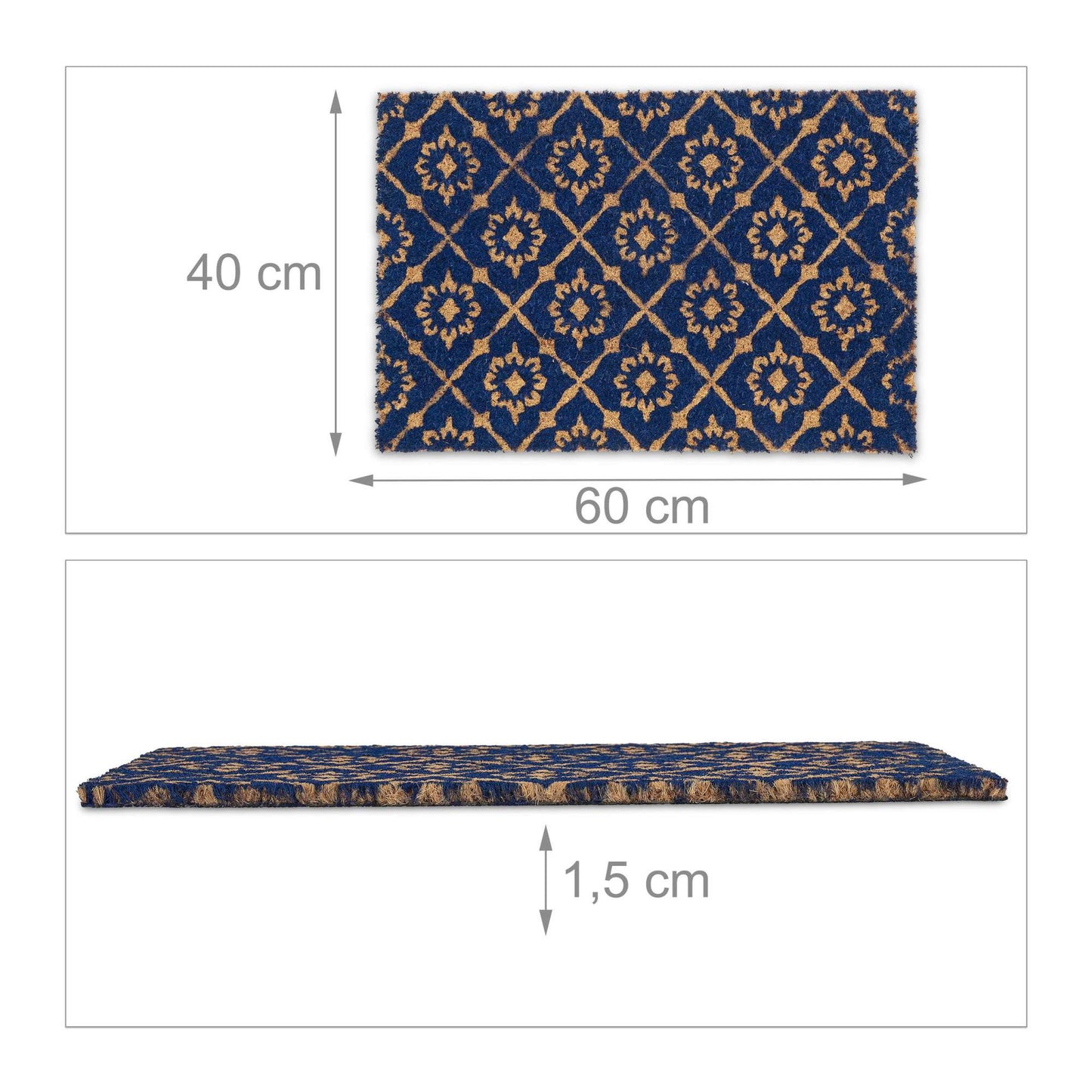 Door mat coconut fiber with floral pattern