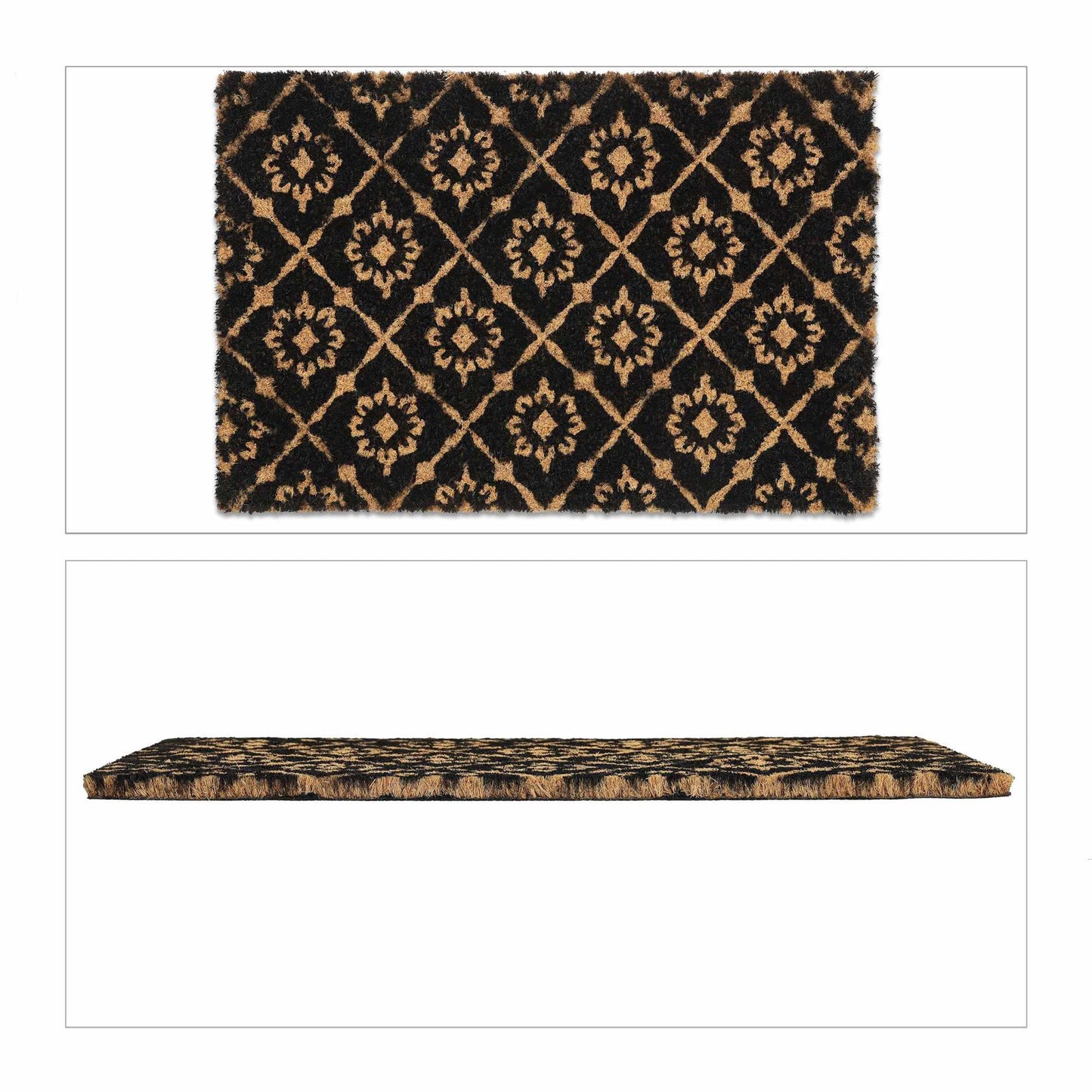 Door mat coconut fiber with floral pattern