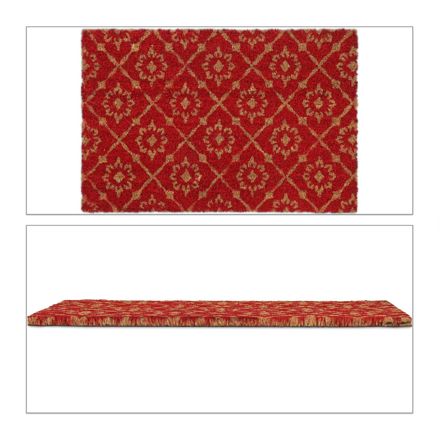 Door mat coconut fiber with floral pattern