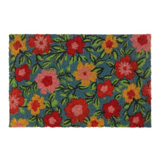 Doormat coconut fiber with flowers