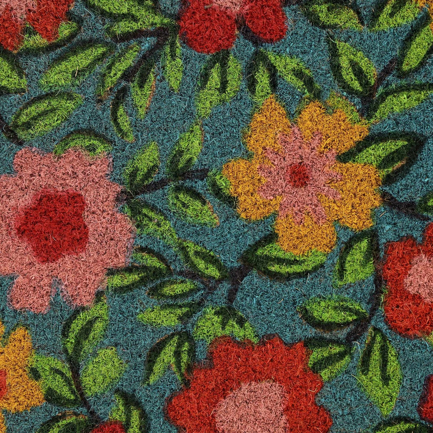 Doormat coconut fiber with flowers