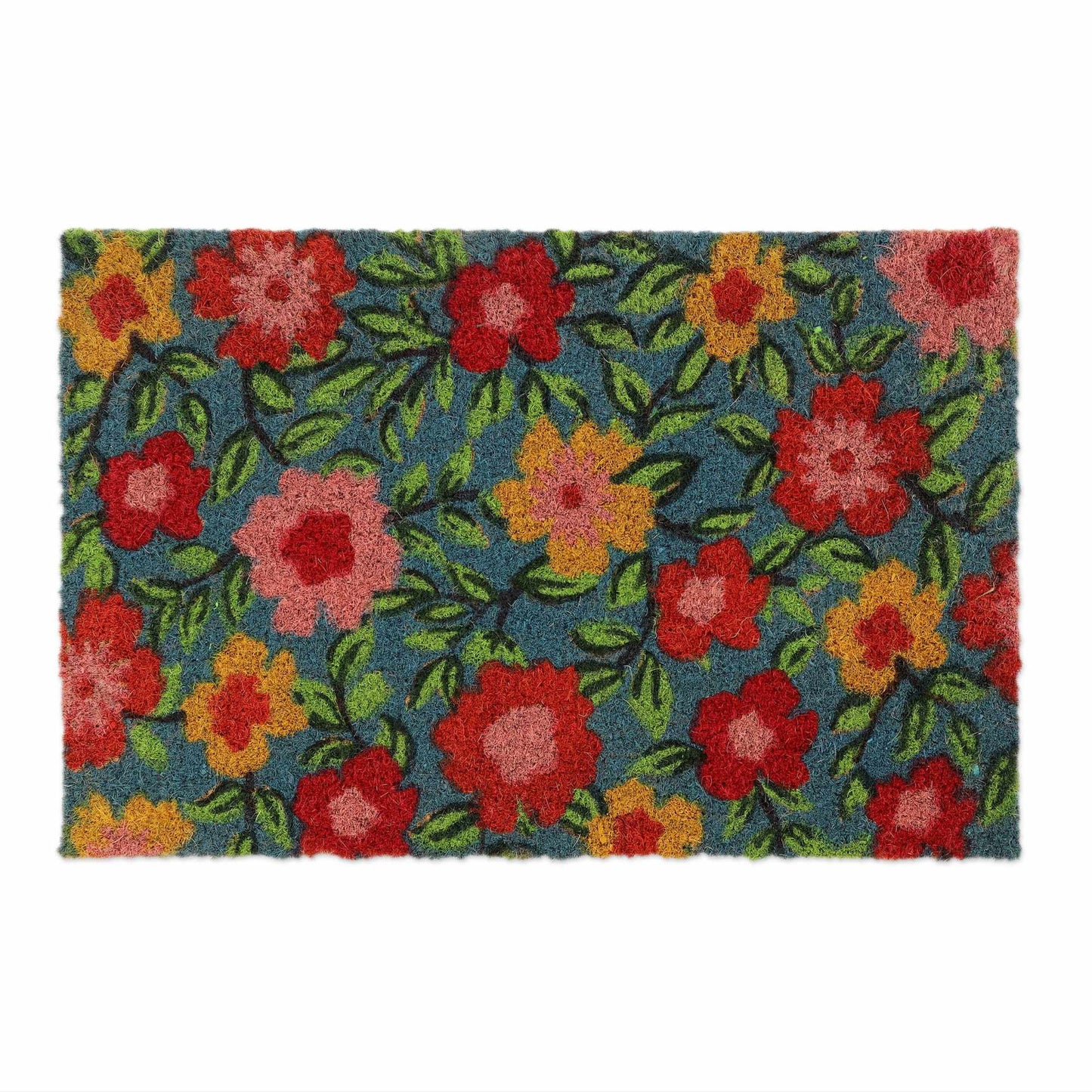 Doormat coconut fiber with flowers