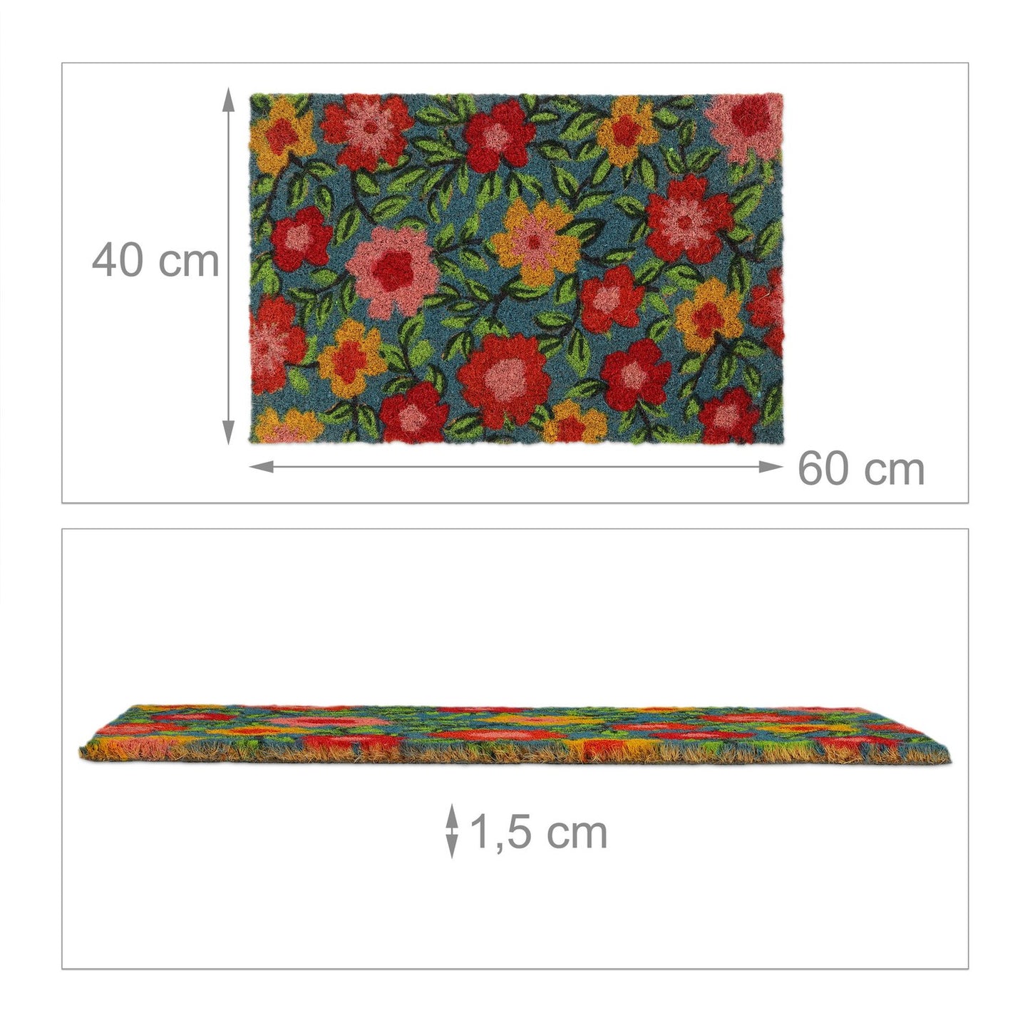 Doormat coconut fiber with flowers