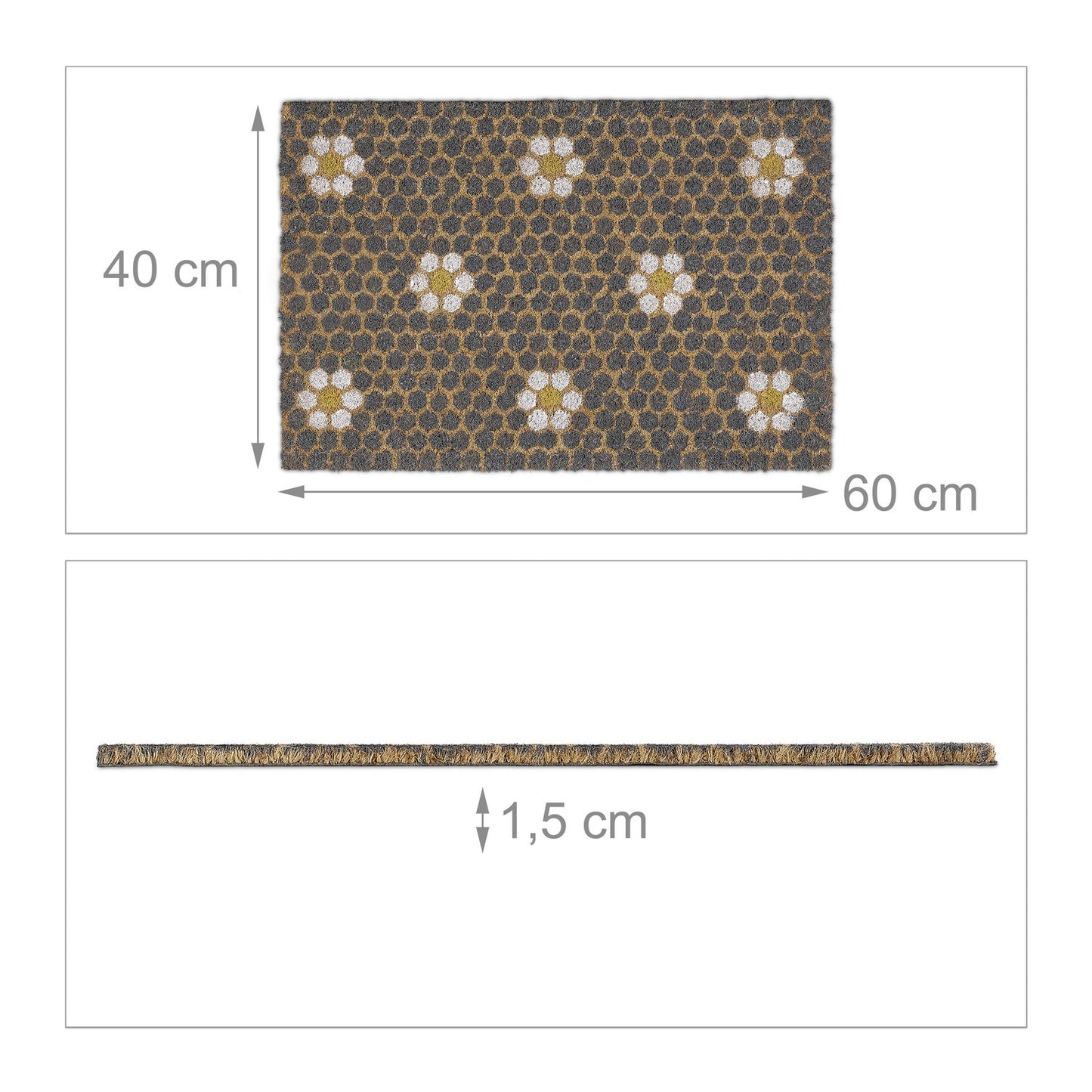 Doormat coconut fiber with honeycomb pattern