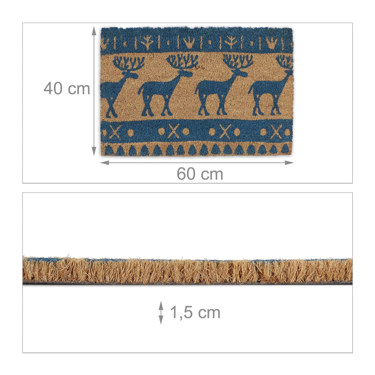 Doormat coconut fiber with reindeer