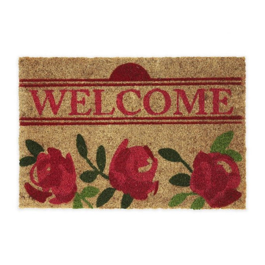 Doormat coconut fiber with roses