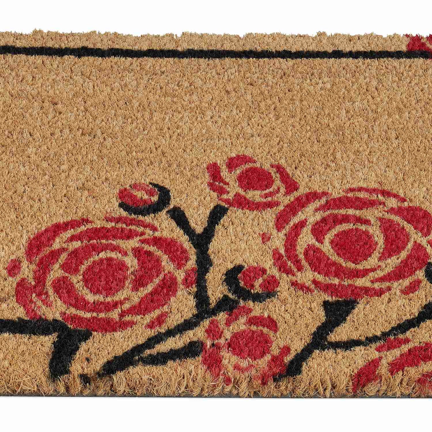 Doormat coconut fiber with roses
