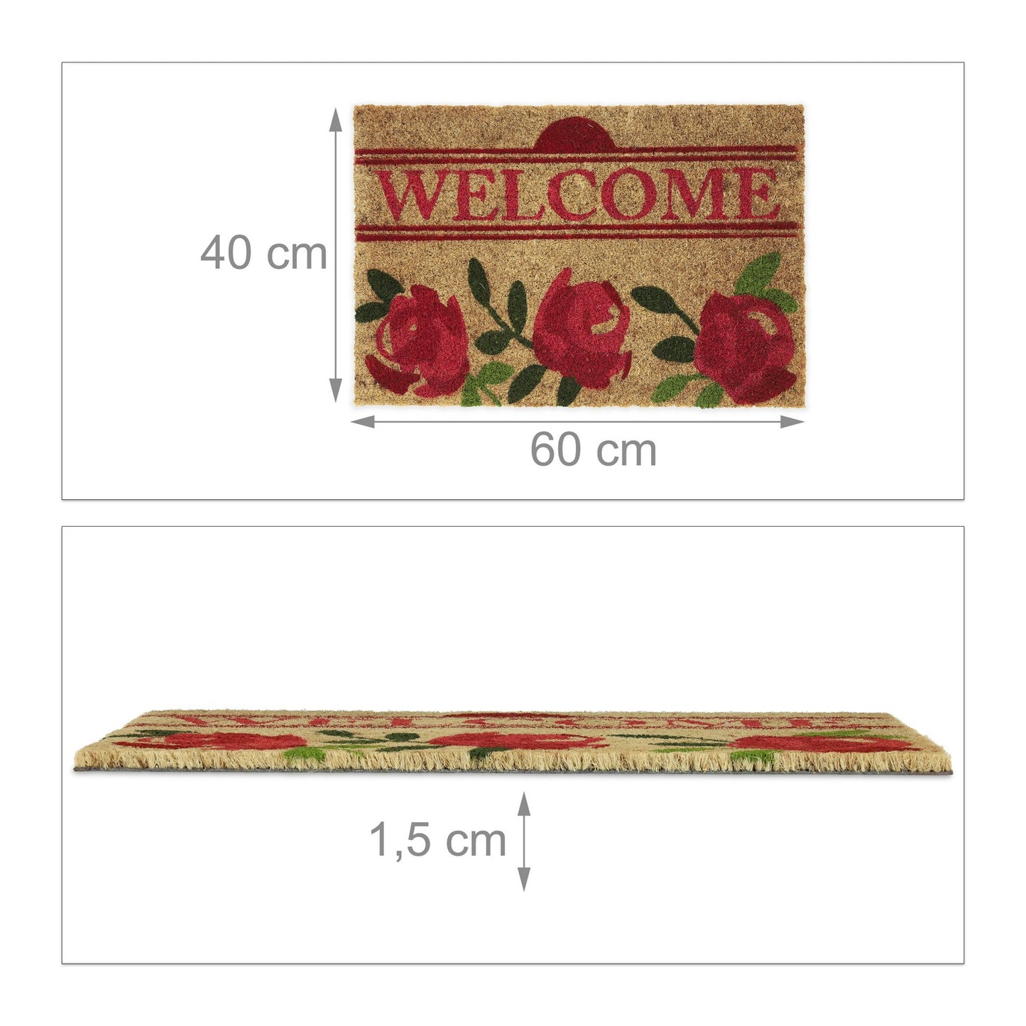 Doormat coconut fiber with roses