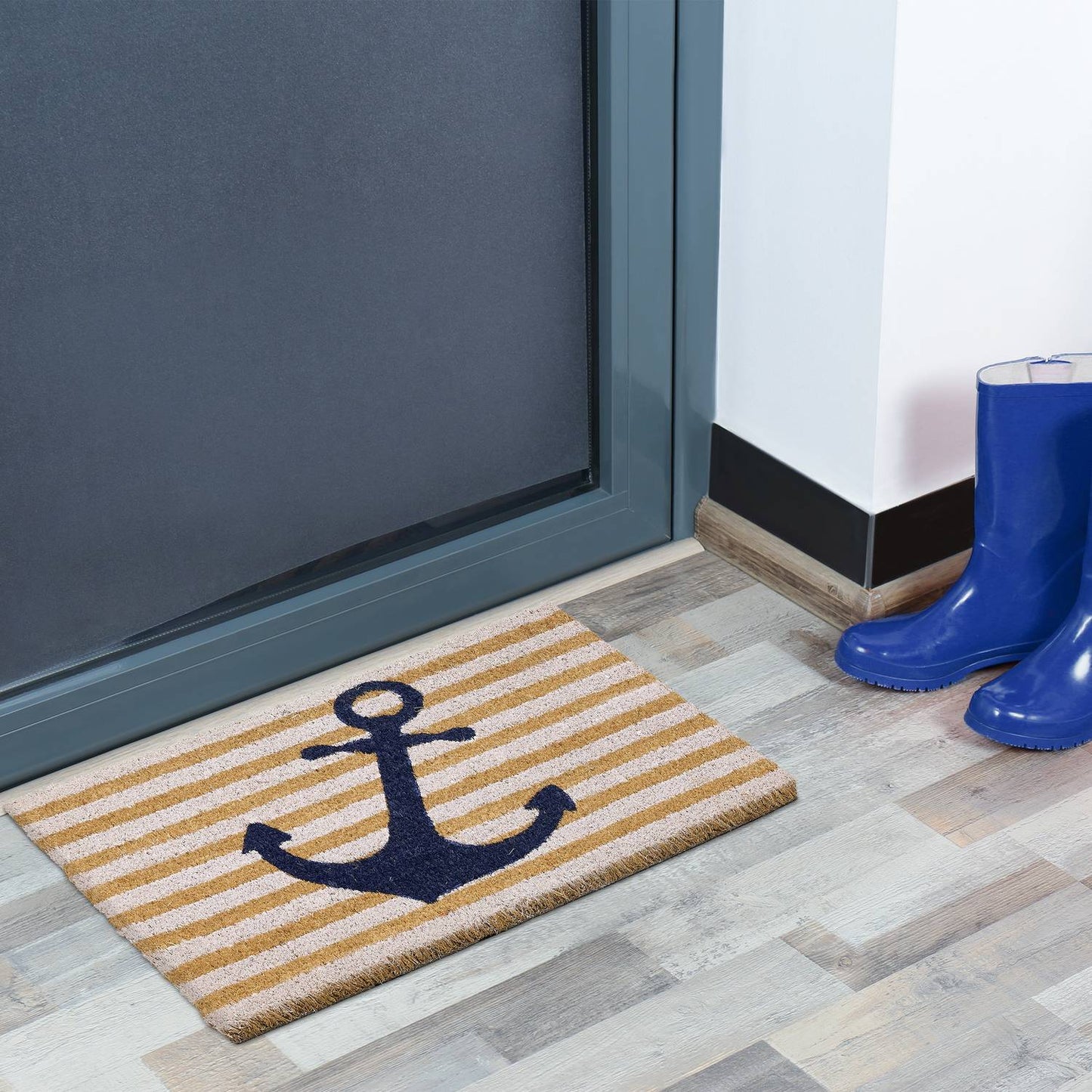 Doormat coconut fiber with stripes & anchors