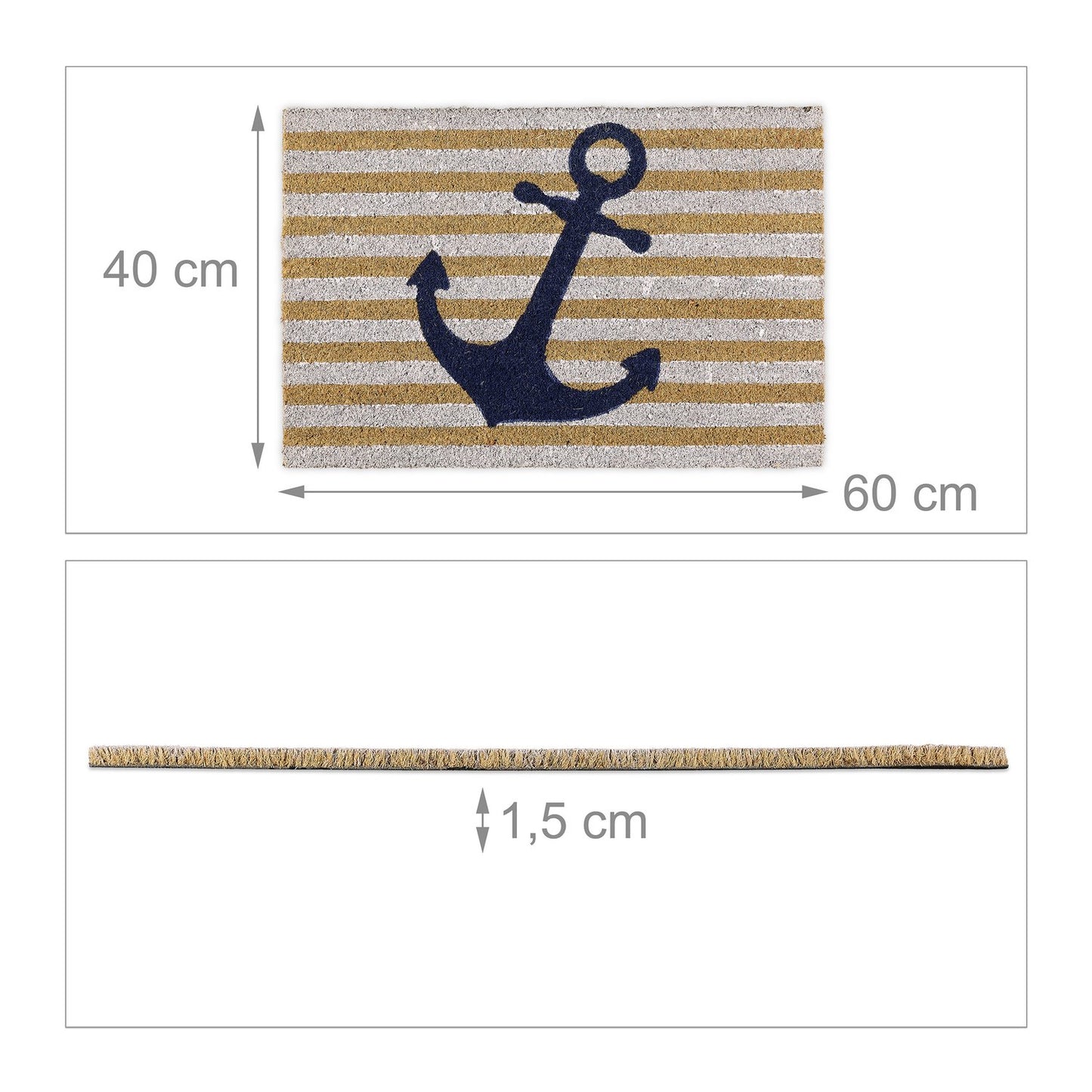 Doormat coconut fiber with stripes & anchors
