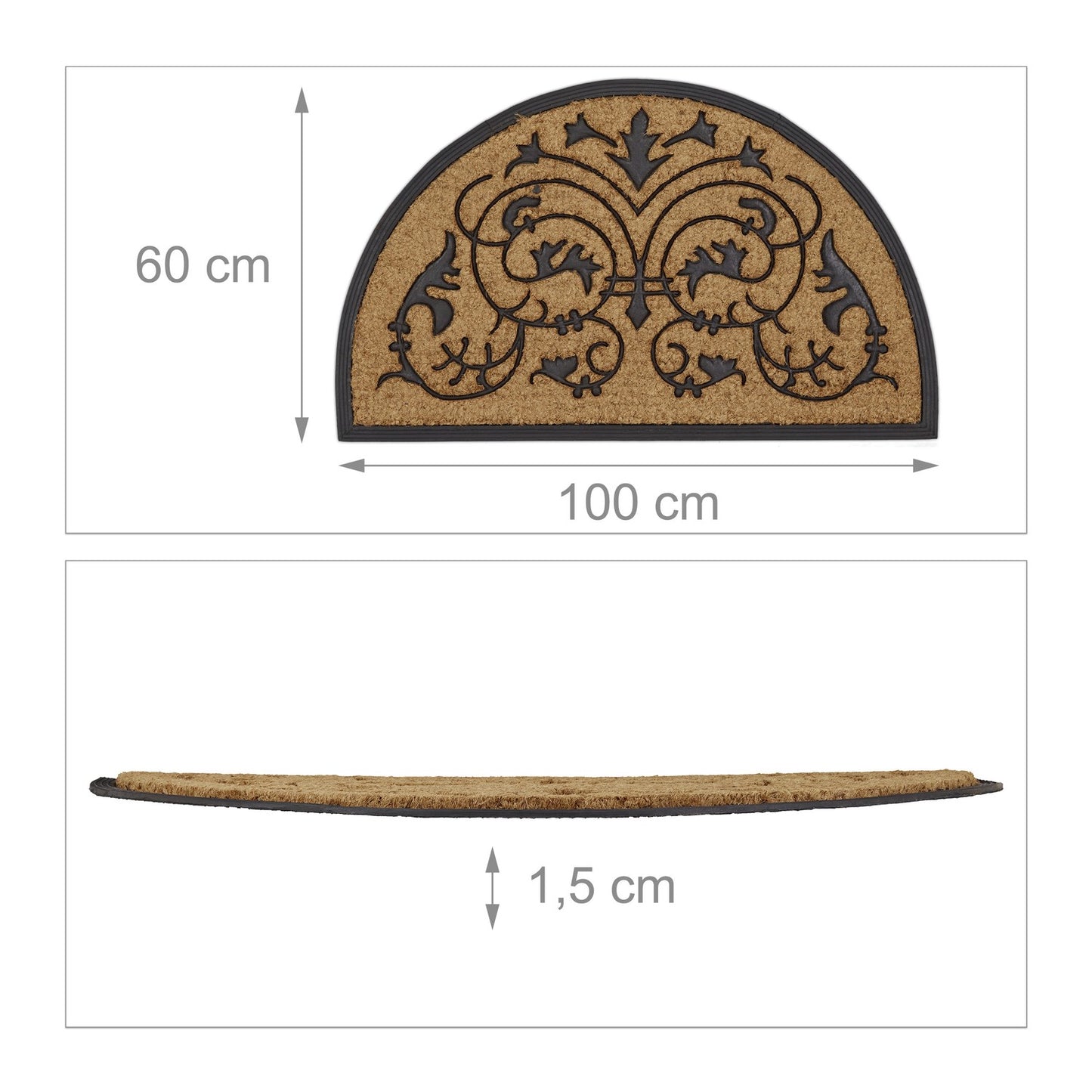 Door mat coconut semicircular 60x100 cm