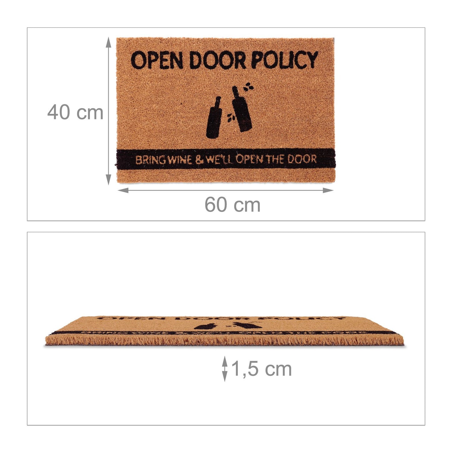 Door mat in coconut "BRING WINE