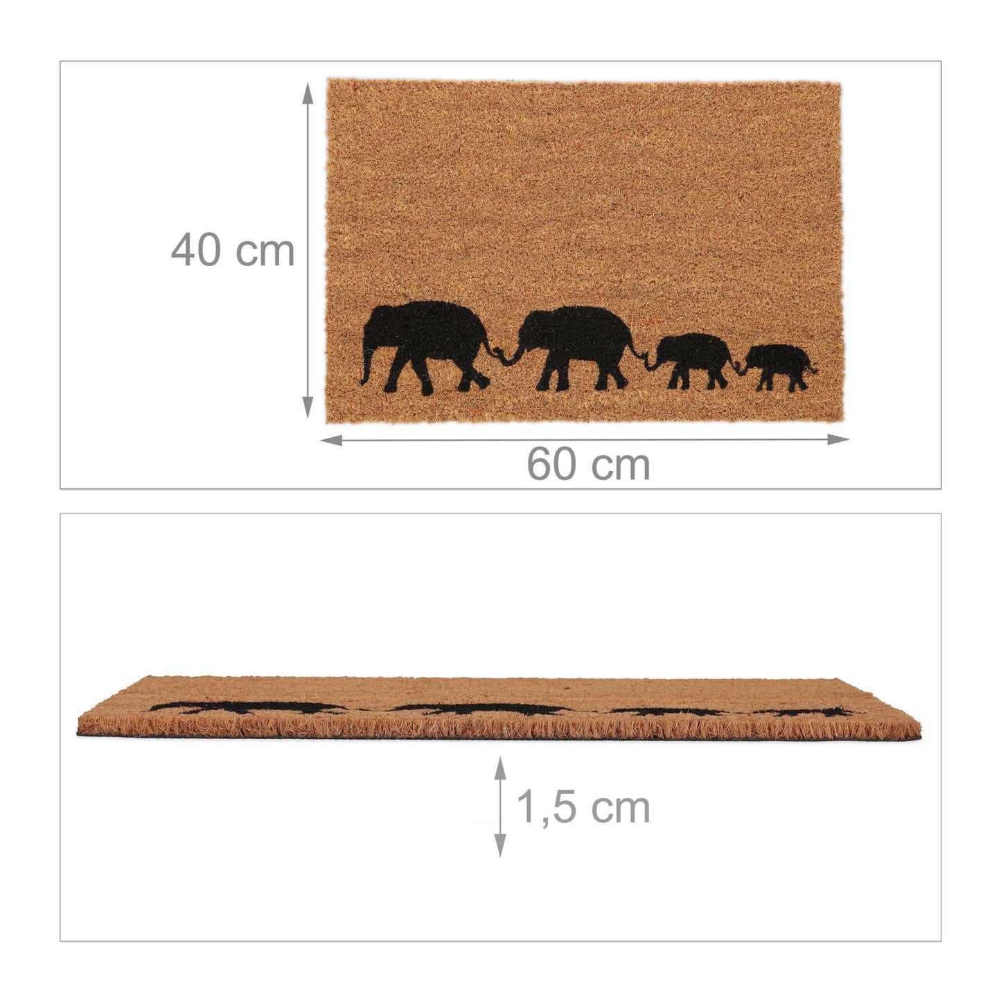 Doormat in coconut Elephants