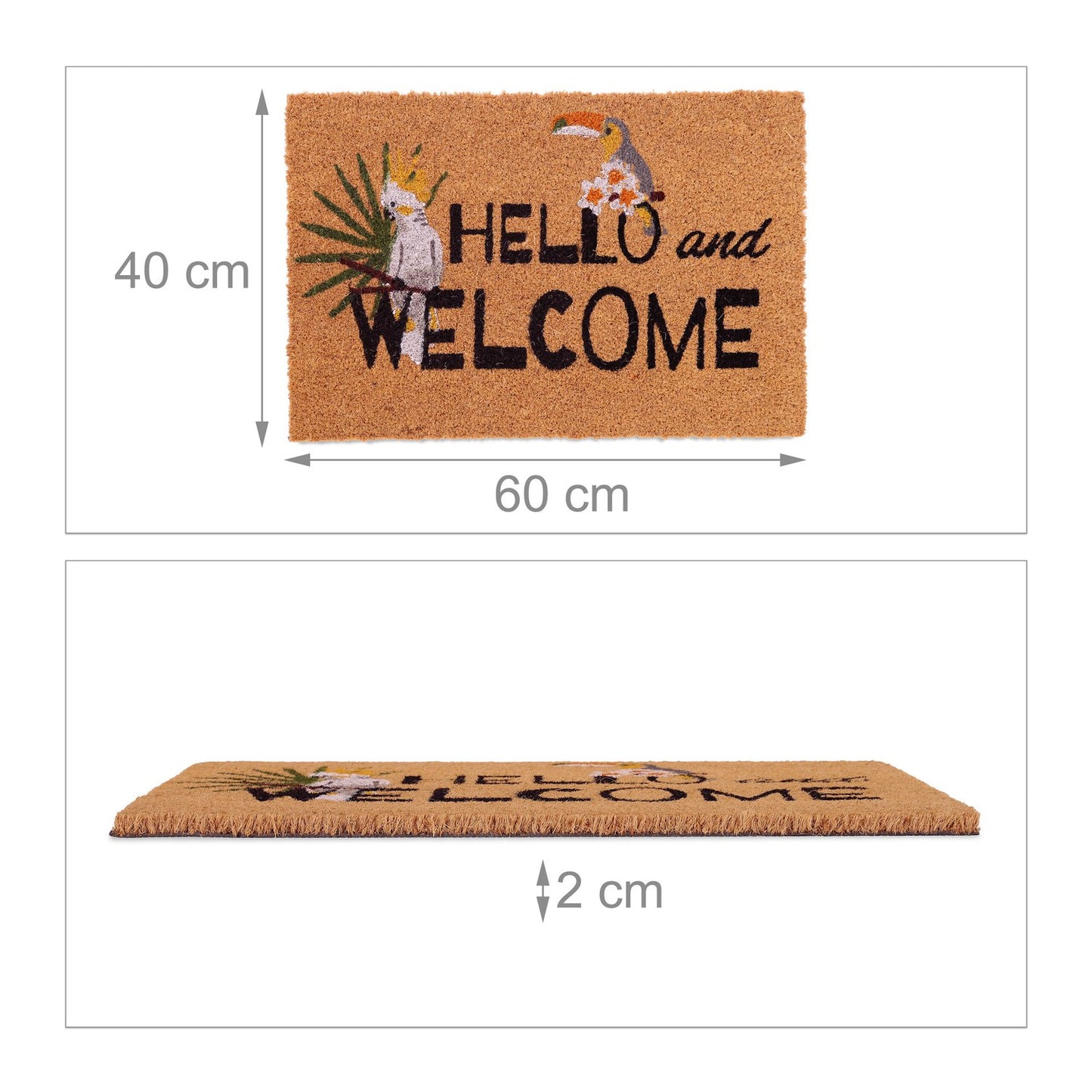 Door mat in coconut "Hello and welcome