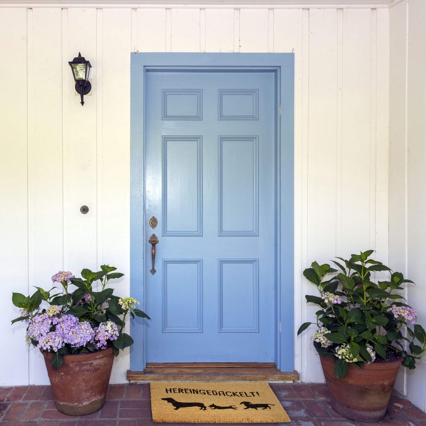 Door mat in coconut "Hereingedackelt"