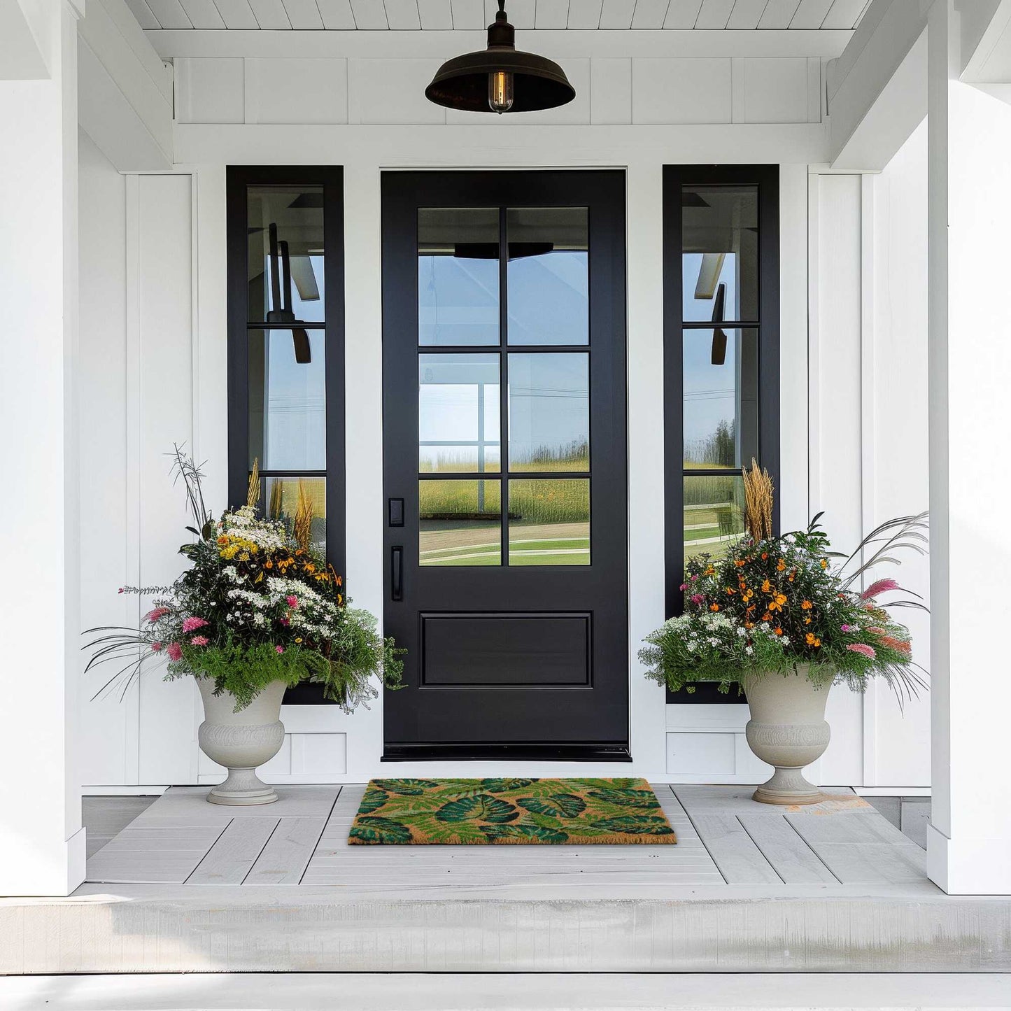 Door mat in coconut Monstera leaves