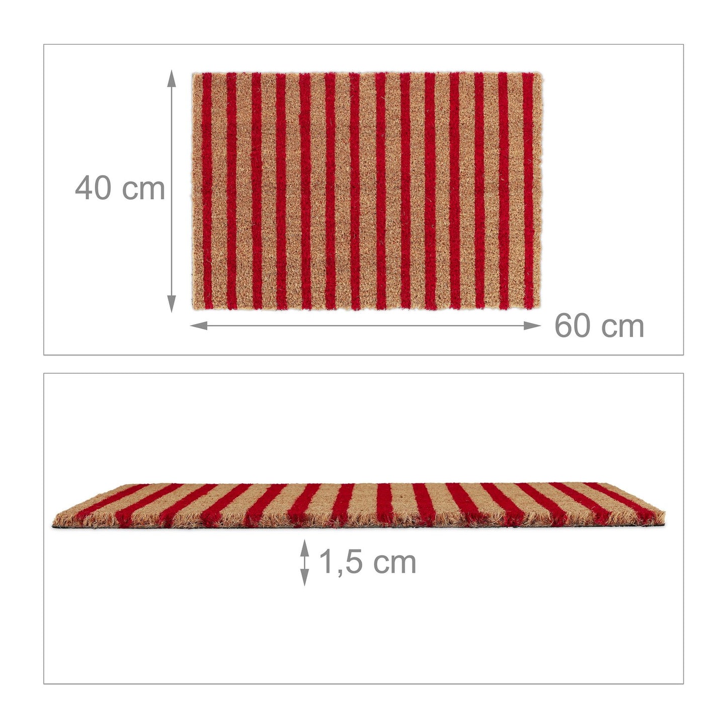 Doormat in coconut red-nature striped