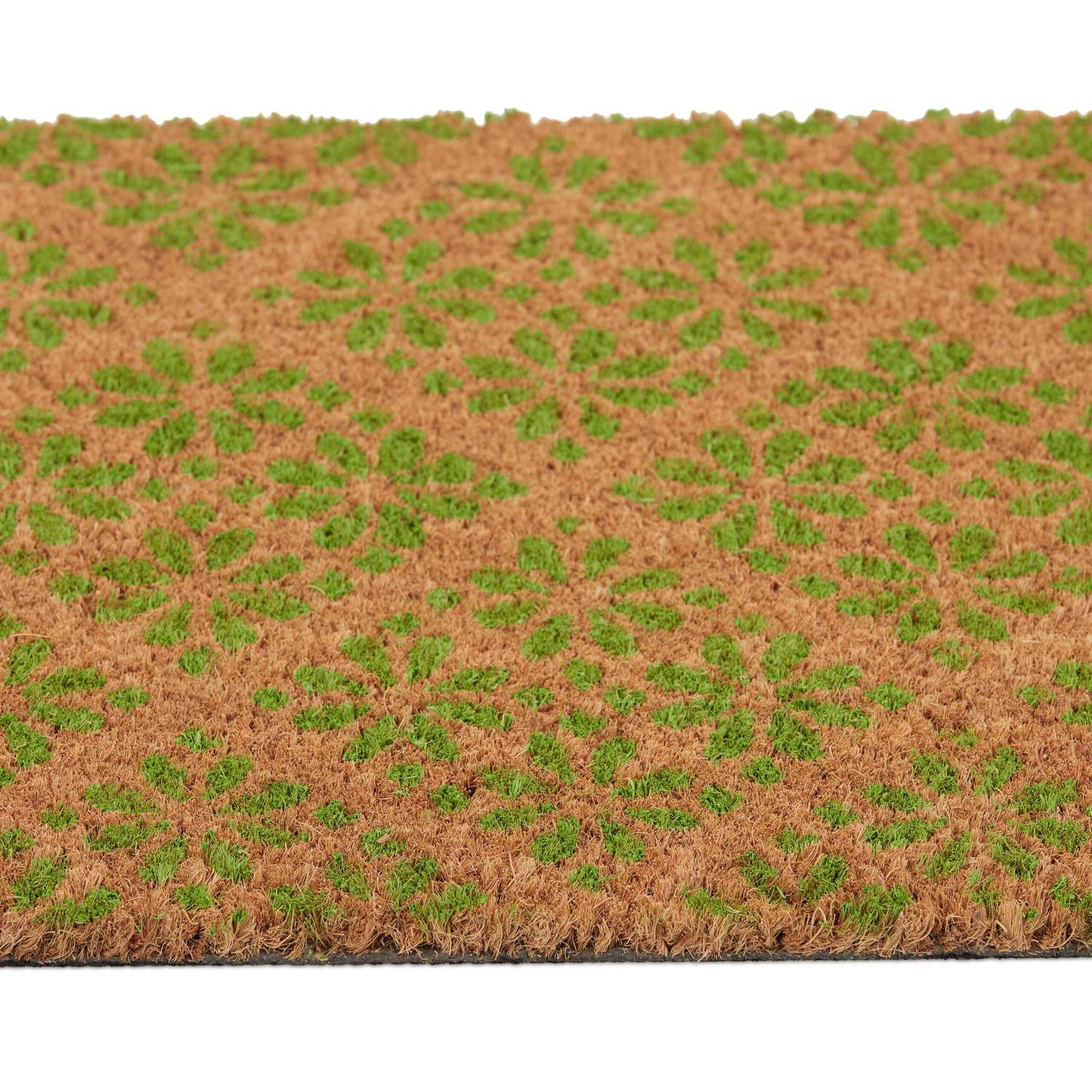 Door mat in coconut with floral pattern